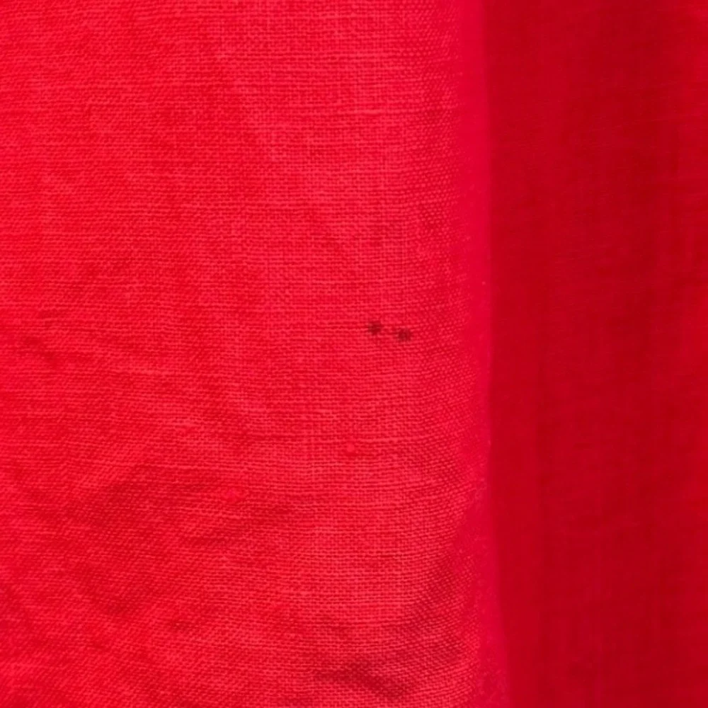 Chicos Red 100% Linen Button‎ Down Shirt 3/4 Sleeve Size 2 US 12 Top